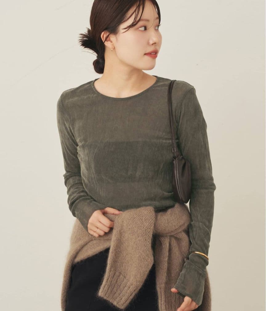 Plage　Flocky Mesh ロンT　グレー