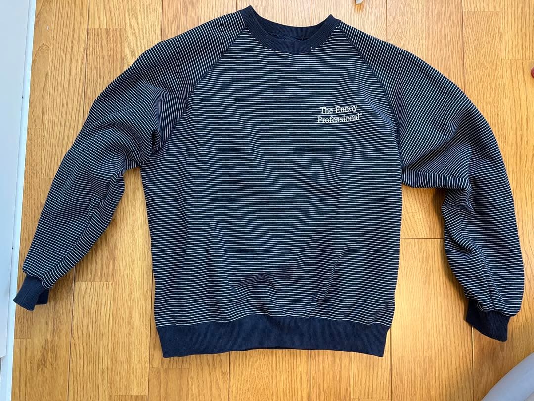 トップス ennoy BORDER CREW NECK SWEAT (NAVY) M