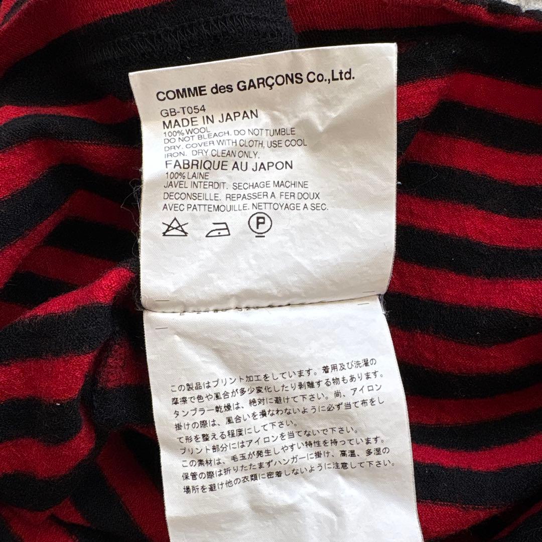 コムデギャルソン　ウールボーダーカットソー　ハートプリント　赤黒　AD2008