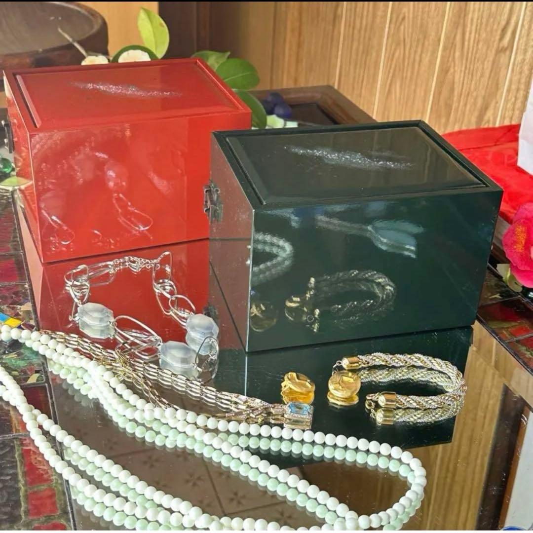 2245様感謝‼️JAPAN輪島螺鈿蒔絵「銀河-翠と紅」器局形宝石箱2点箱入