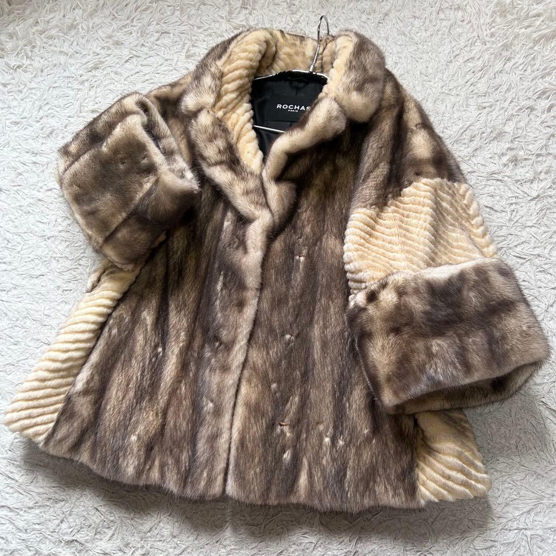 コペンハーゲン クロスミンク クロップド ショートコート 毛皮 軽量 L