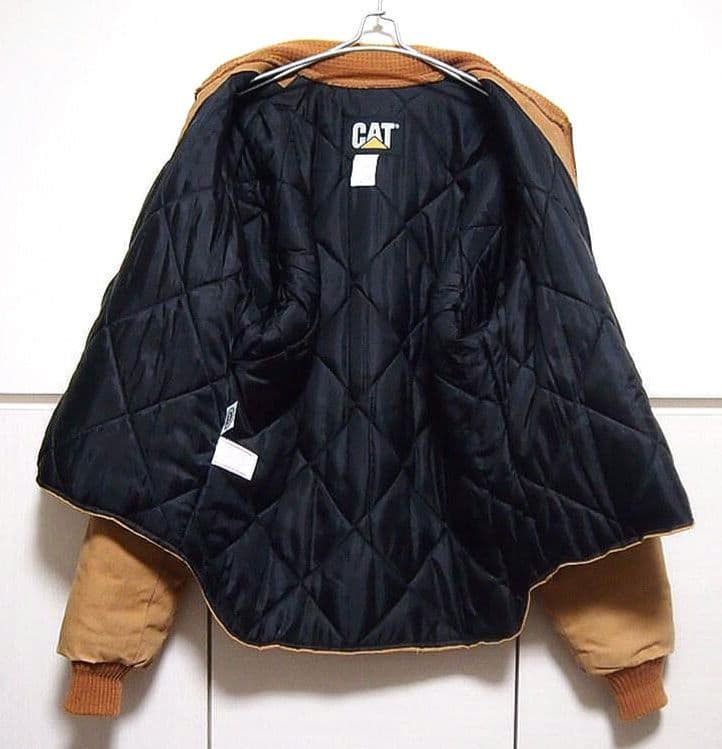 みてみて80s90s★CATブラウンダックキルティング中綿ジャケット