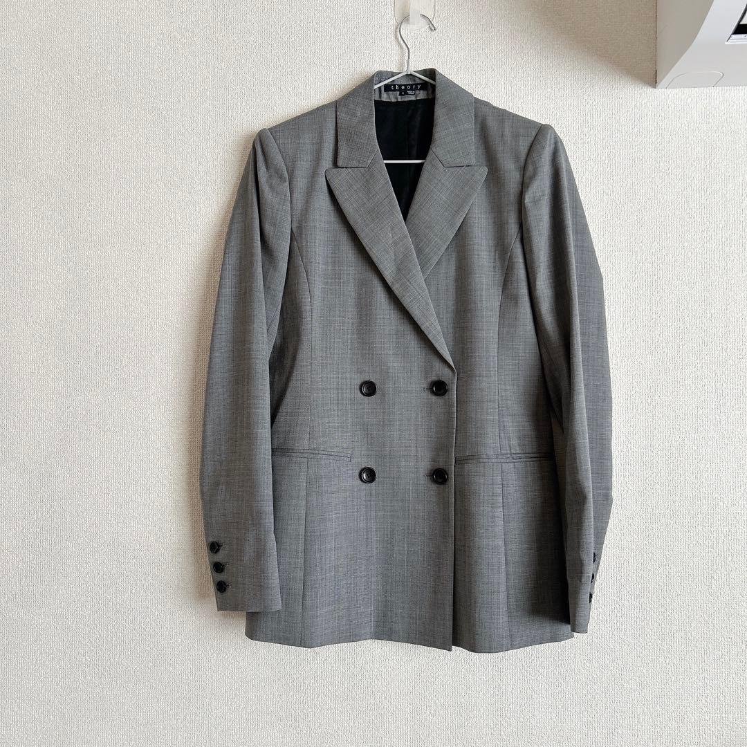 セオリー Theory ダブルブレストジャケット テーラード総裏地 4 グレー