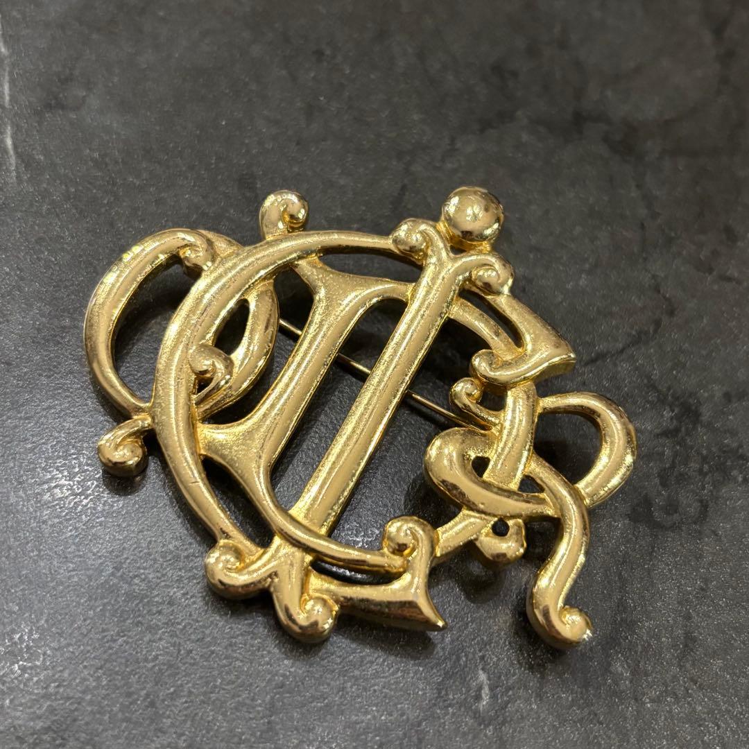 クリスチャンディオール　ブローチ　ゴールド　旧ロゴ