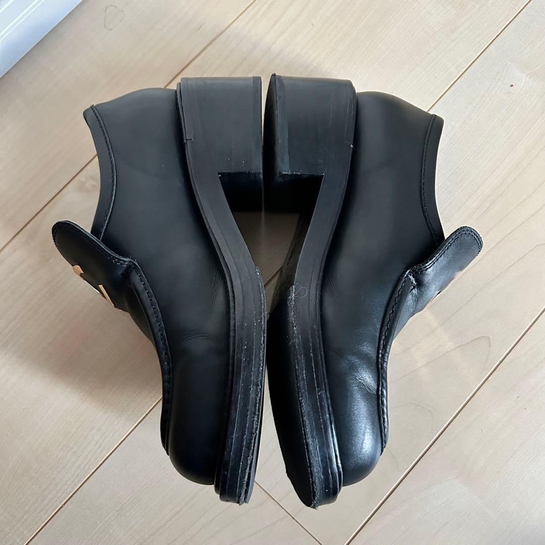 CHANEL 黒 レザー ローファー 保存袋付き