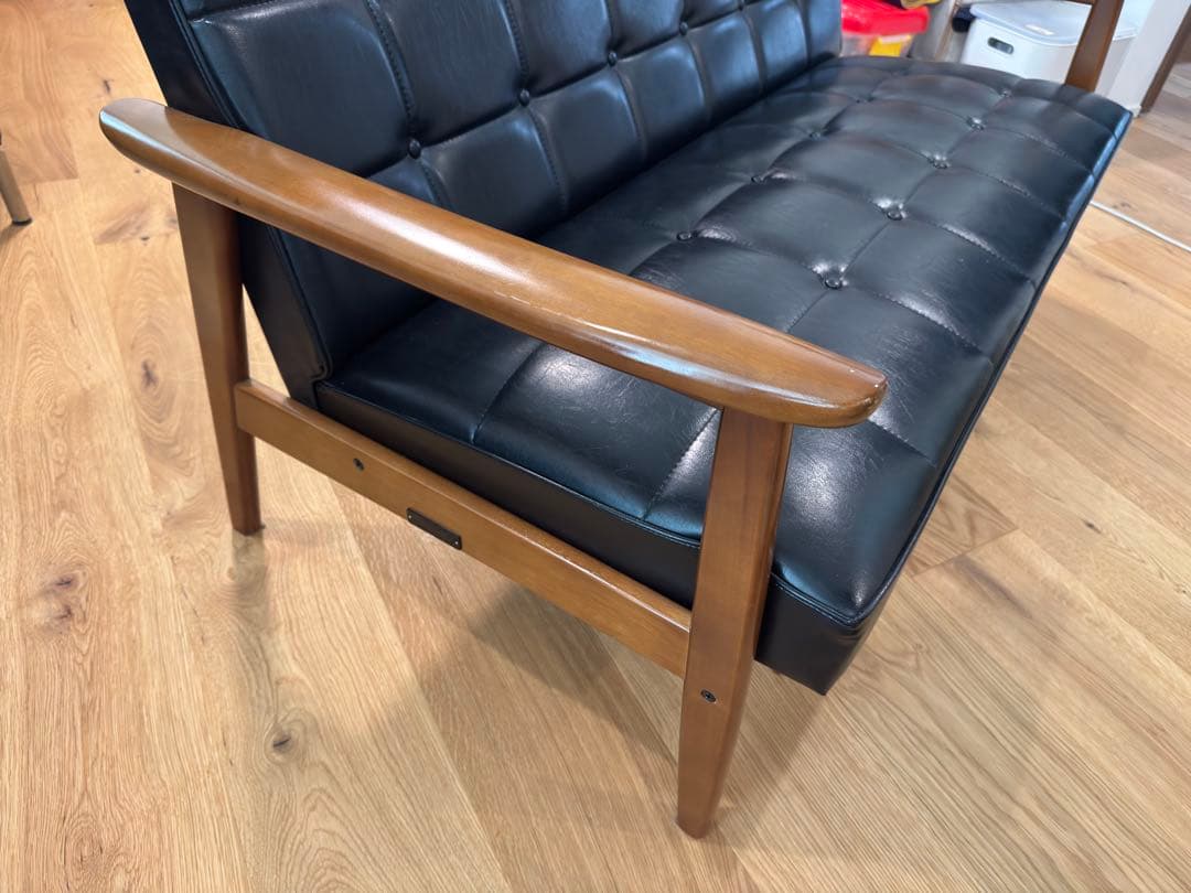 値下げ カリモク60 Kチェア 2人掛けソファ 黒