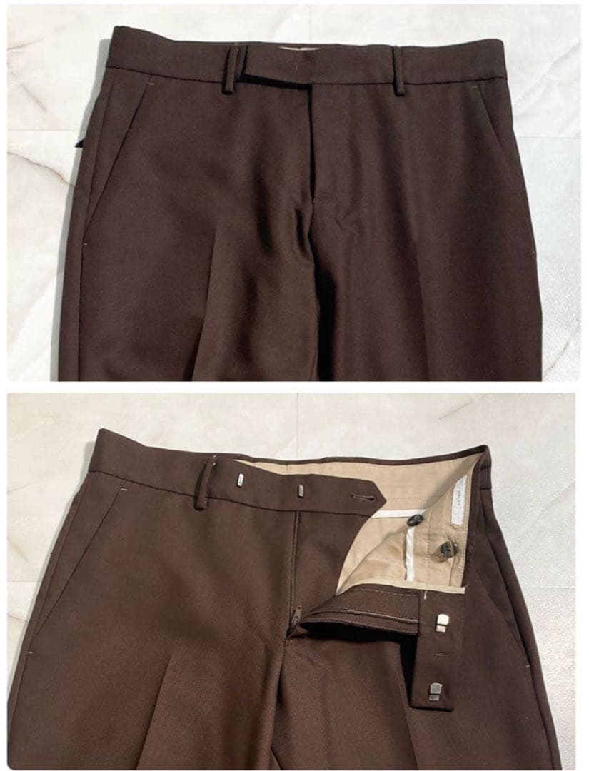 極美品 PTトリノ REBEL FITウールモヘアスラックス茶44