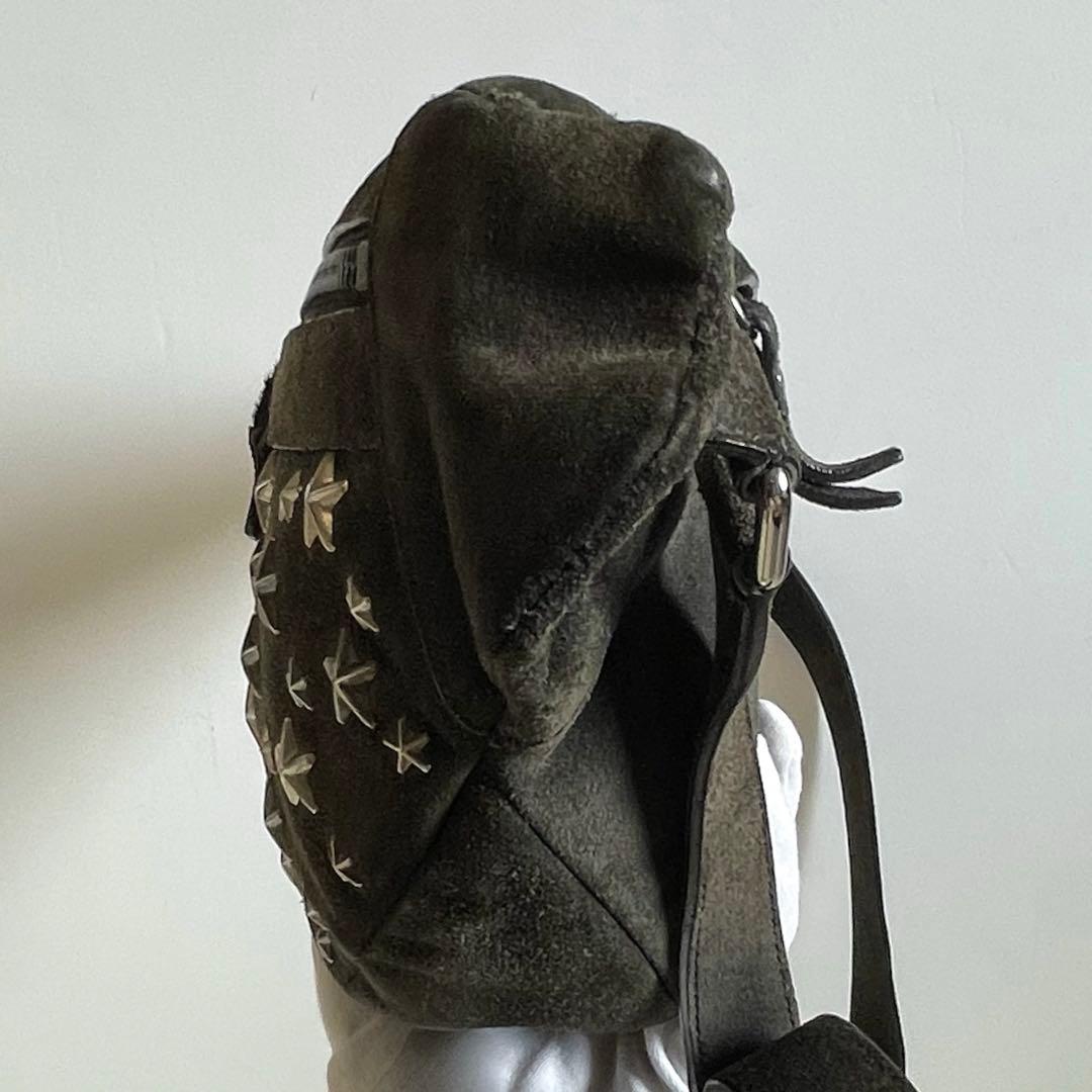 【ジミーチュウ】ウエストポーチ ボディバッグ スタッズ スエード ロゴ グレー