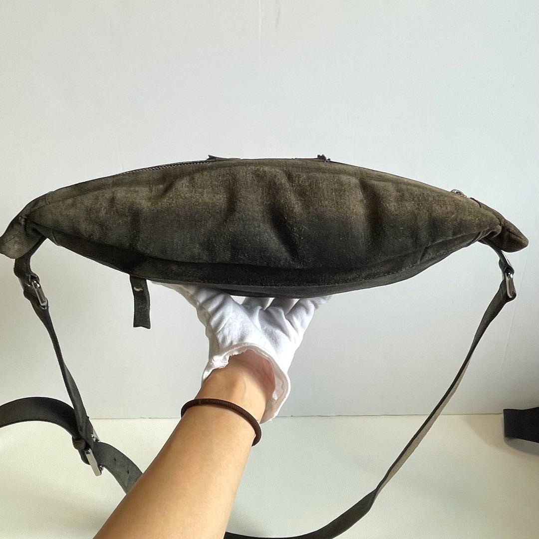 【ジミーチュウ】ウエストポーチ ボディバッグ スタッズ スエード ロゴ グレー