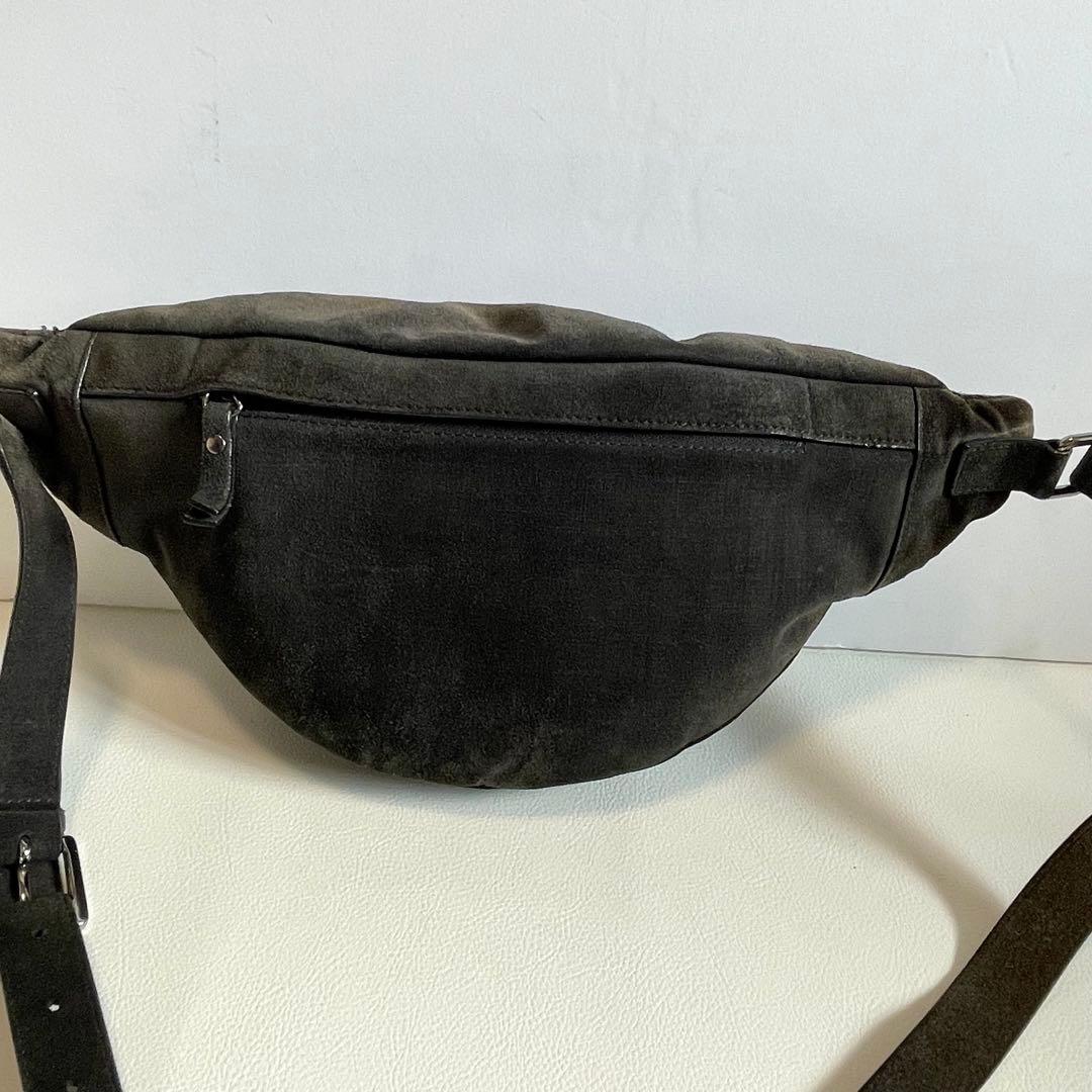 【ジミーチュウ】ウエストポーチ ボディバッグ スタッズ スエード ロゴ グレー