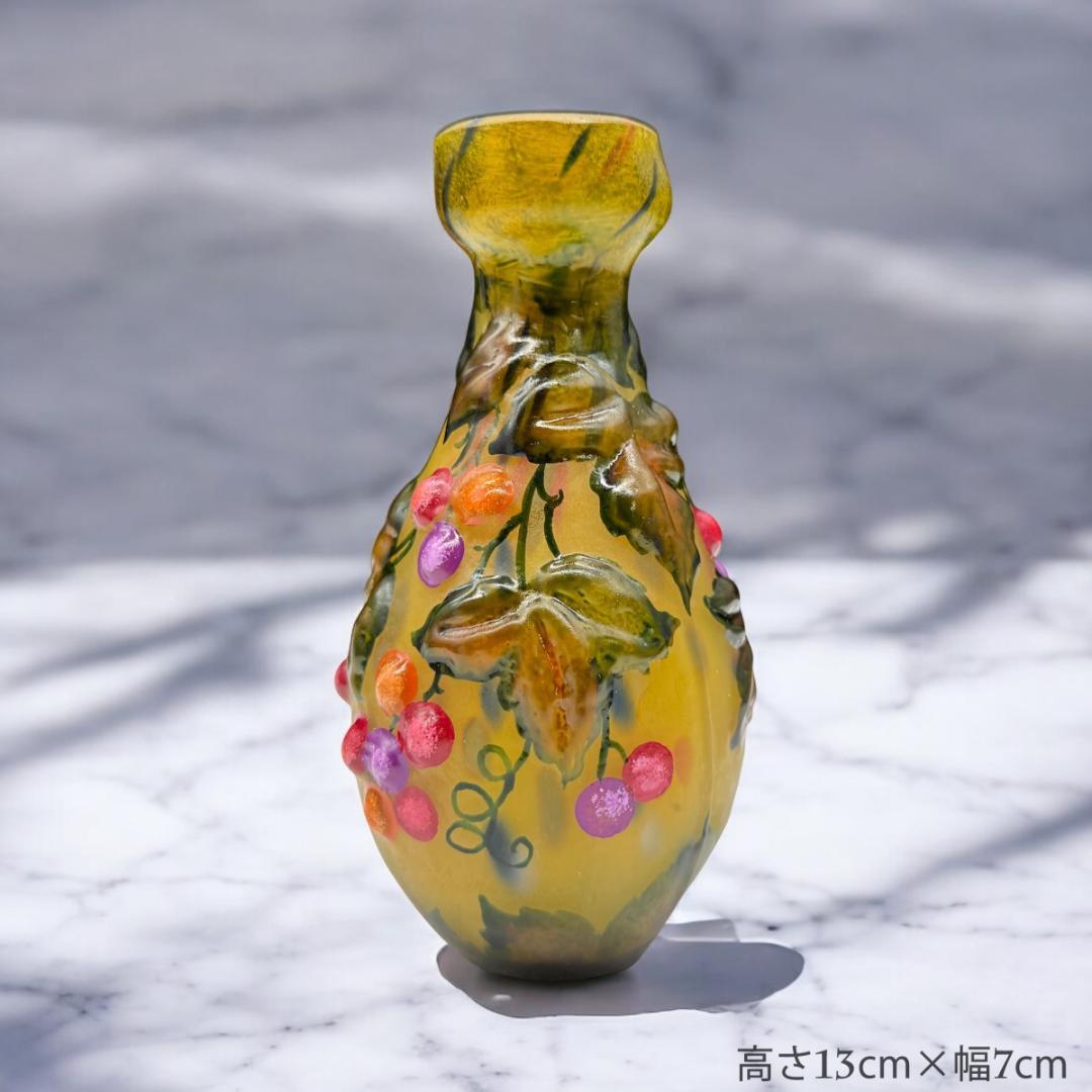 【証明書付】　ドームナンシー 花瓶 エナメル彩 アンティーク　スフレ技法