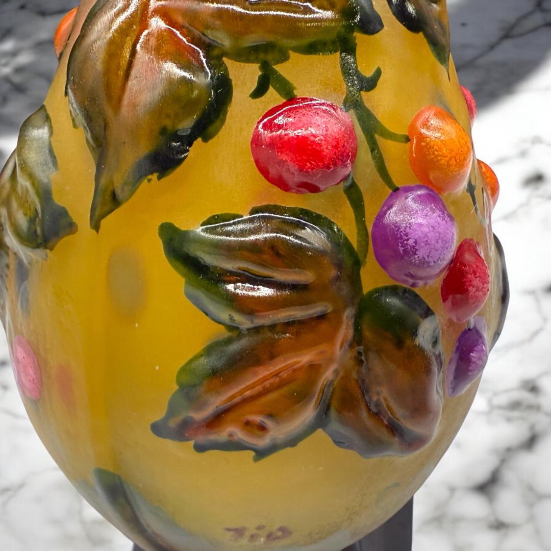 【証明書付】　ドームナンシー 花瓶 エナメル彩 アンティーク　スフレ技法