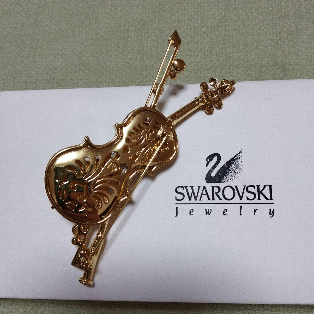 スワロフスキー　バイオリン　ブローチ