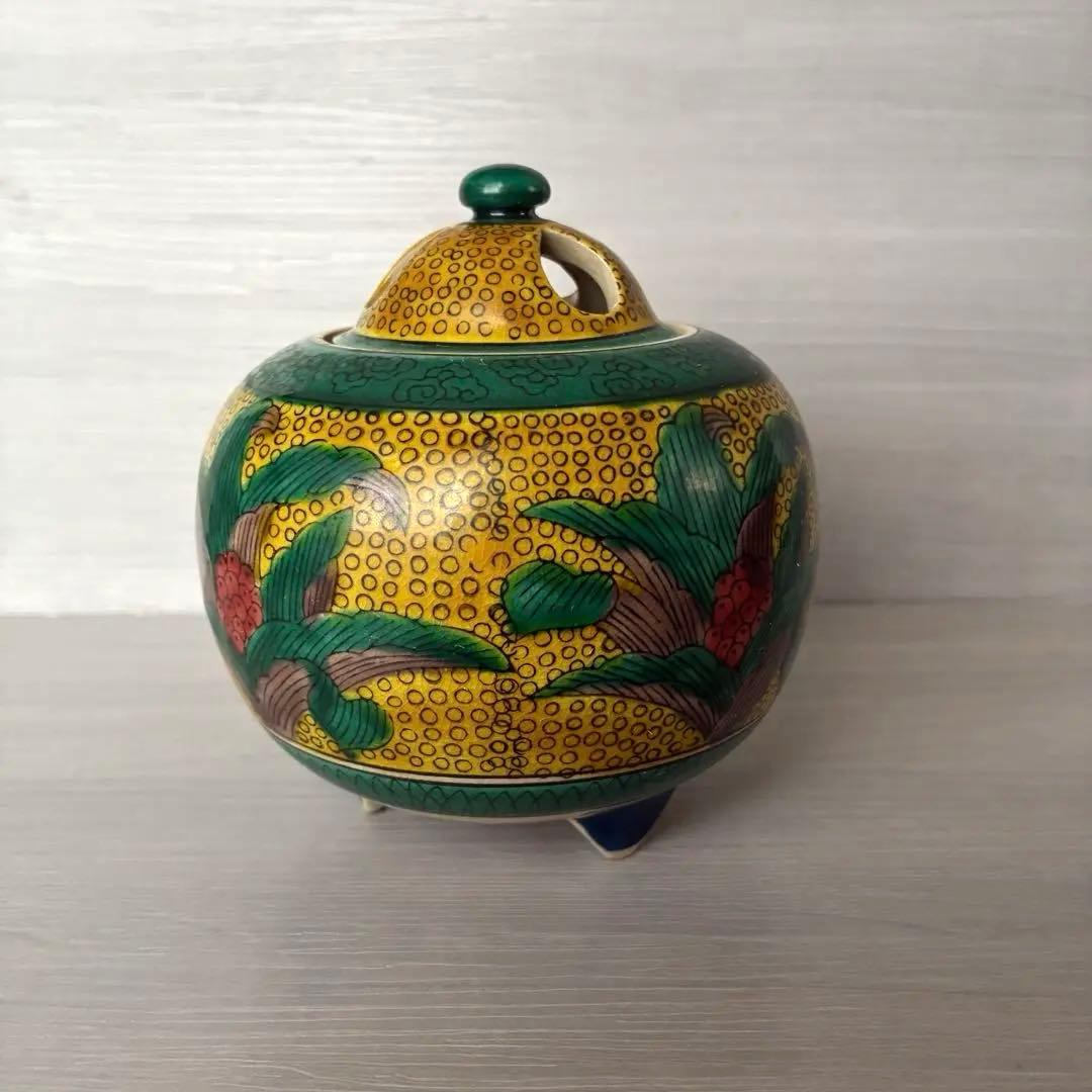 九谷焼　角福　香炉　陶器　茶道具