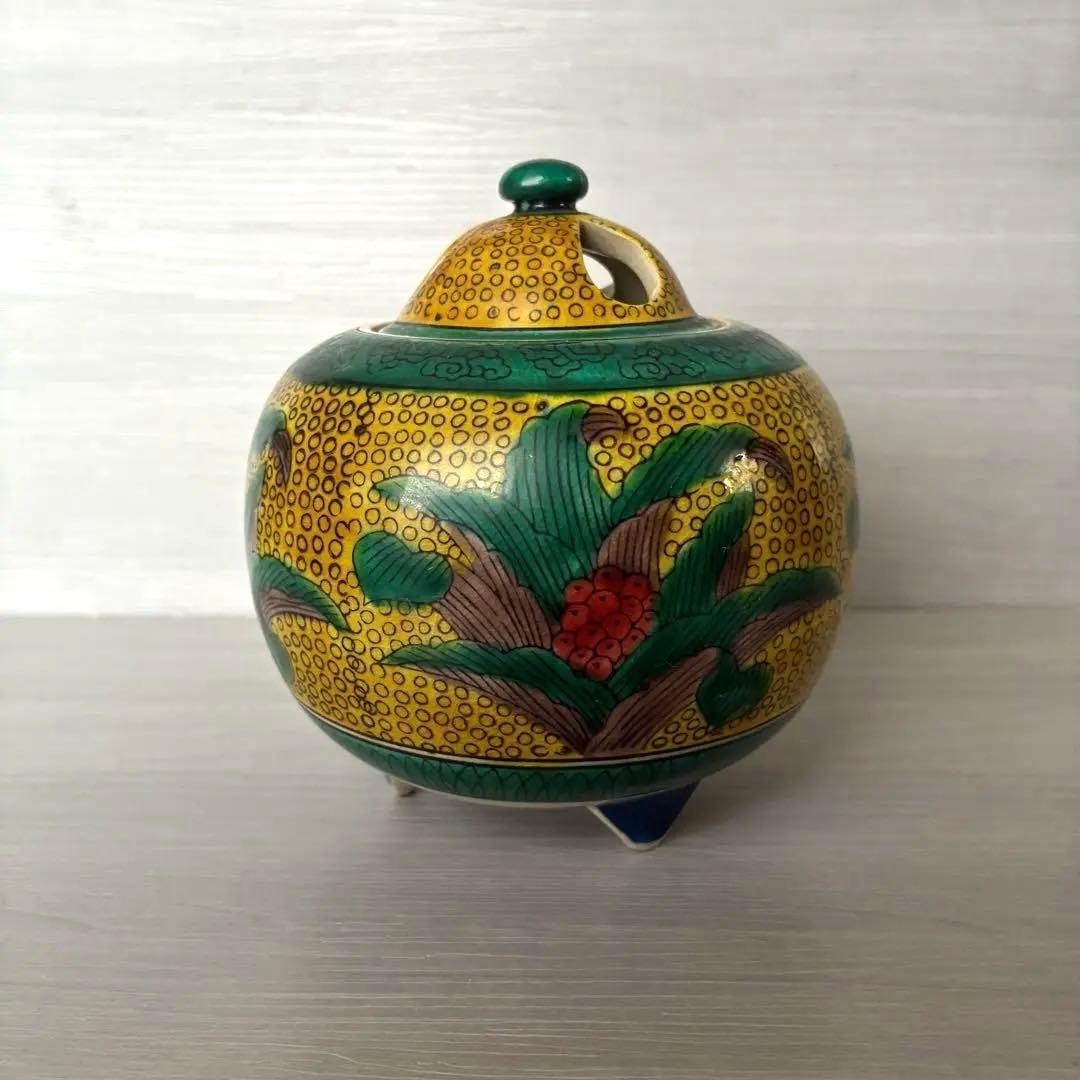 九谷焼　角福　香炉　陶器　茶道具