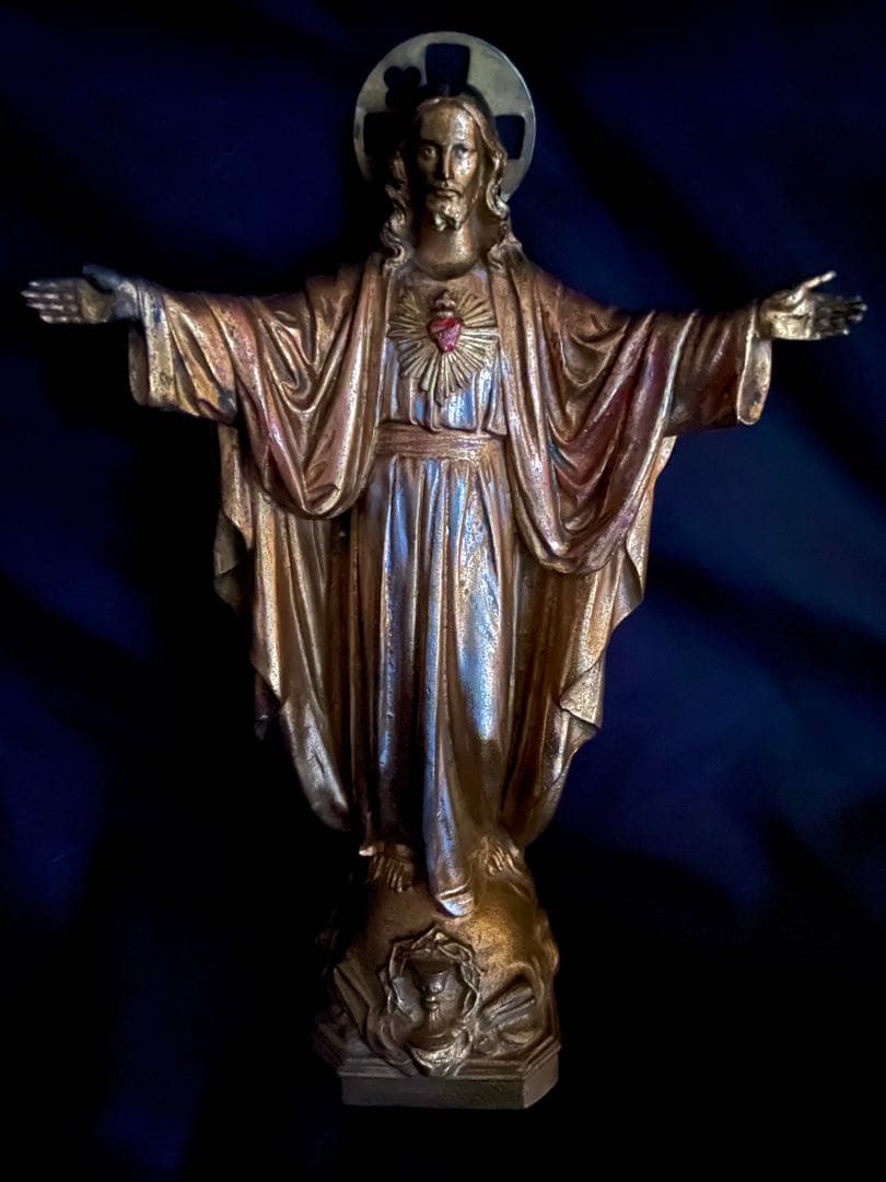 【貴重】イエス・キリスト像 ブロンズ像 浄化 聖母 イコン 絵画 アンティーク