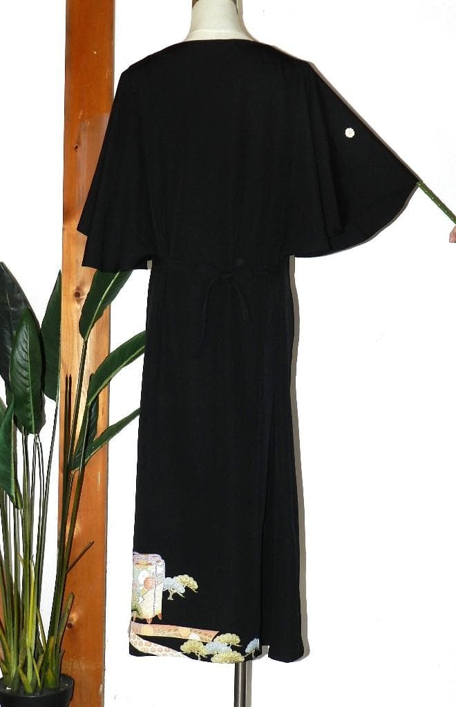 留袖　ワンピース　ドレス　フレアー袖　手書き友禅染　正絹　460　夢ちりめん