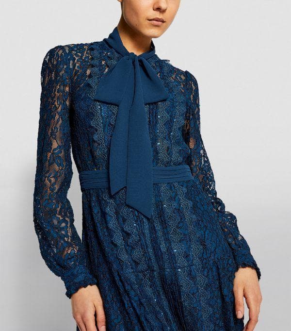 m*i様 セルフポートレイト ワンピース リボン レース 紺 UK8 未使用 B