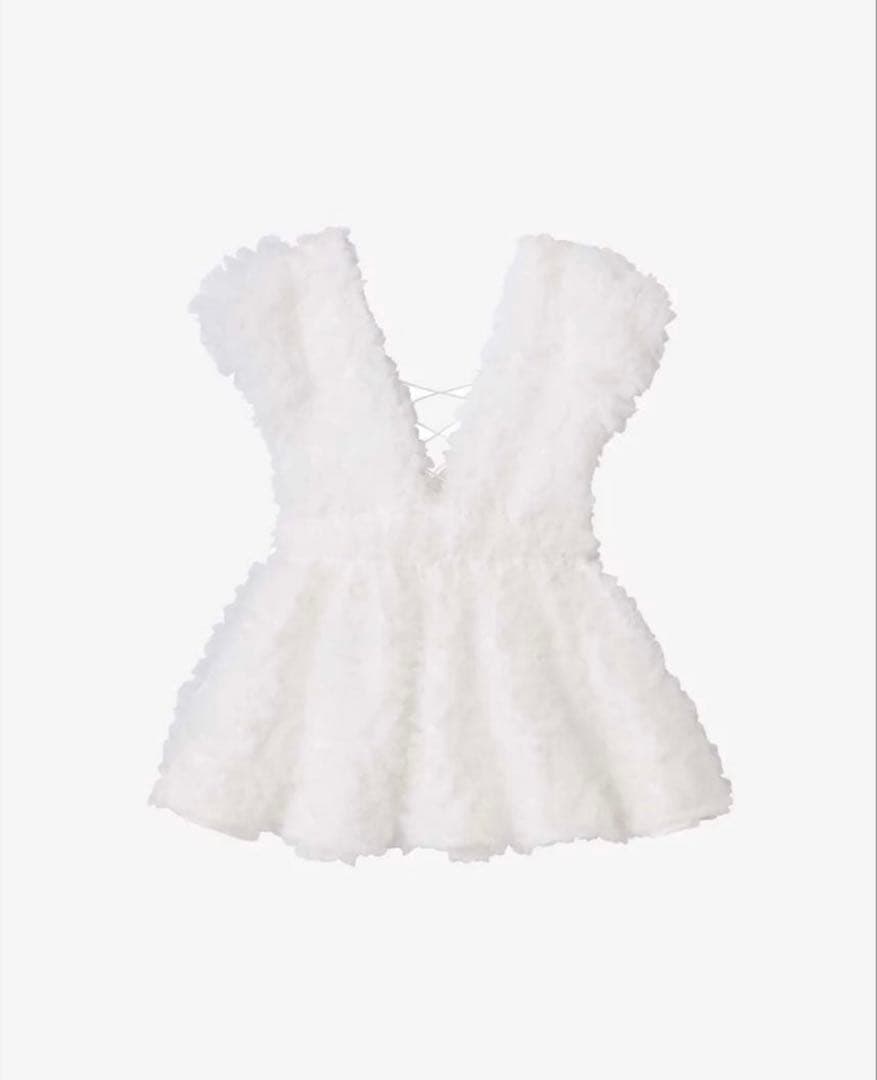 polaura フラワーぺプラムバックリボンチュニック ホワイト