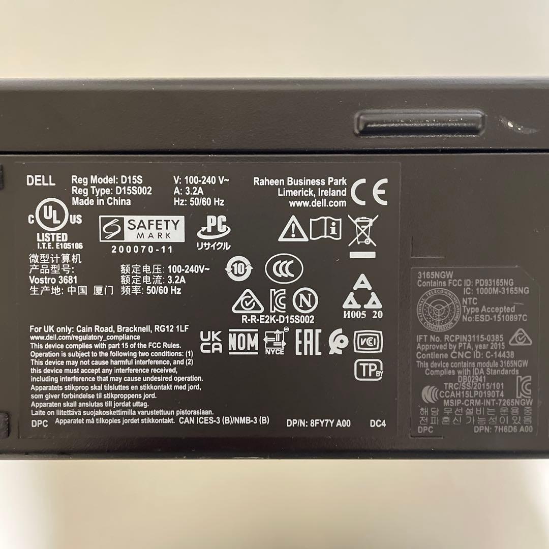 ミニPC Dell Vostro 3681 i5 10400/8GB/256GB+1TB