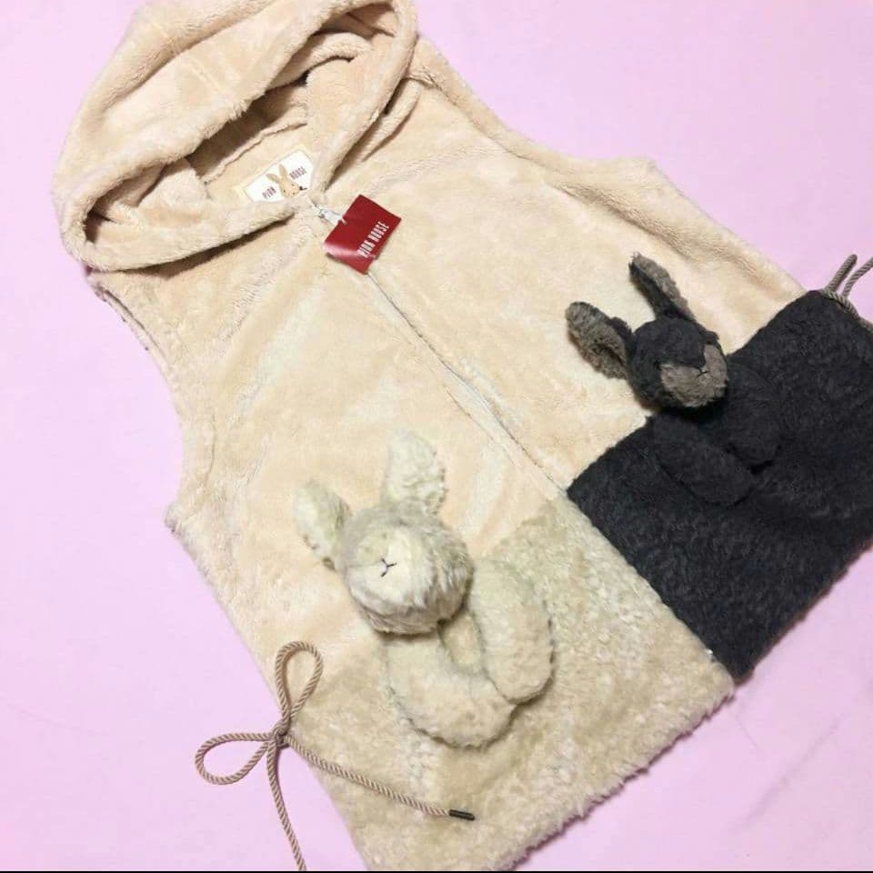 PINK HOUSE ピンクハウス うさぎ ぬいぐるみ ボア ベスト アイボリー