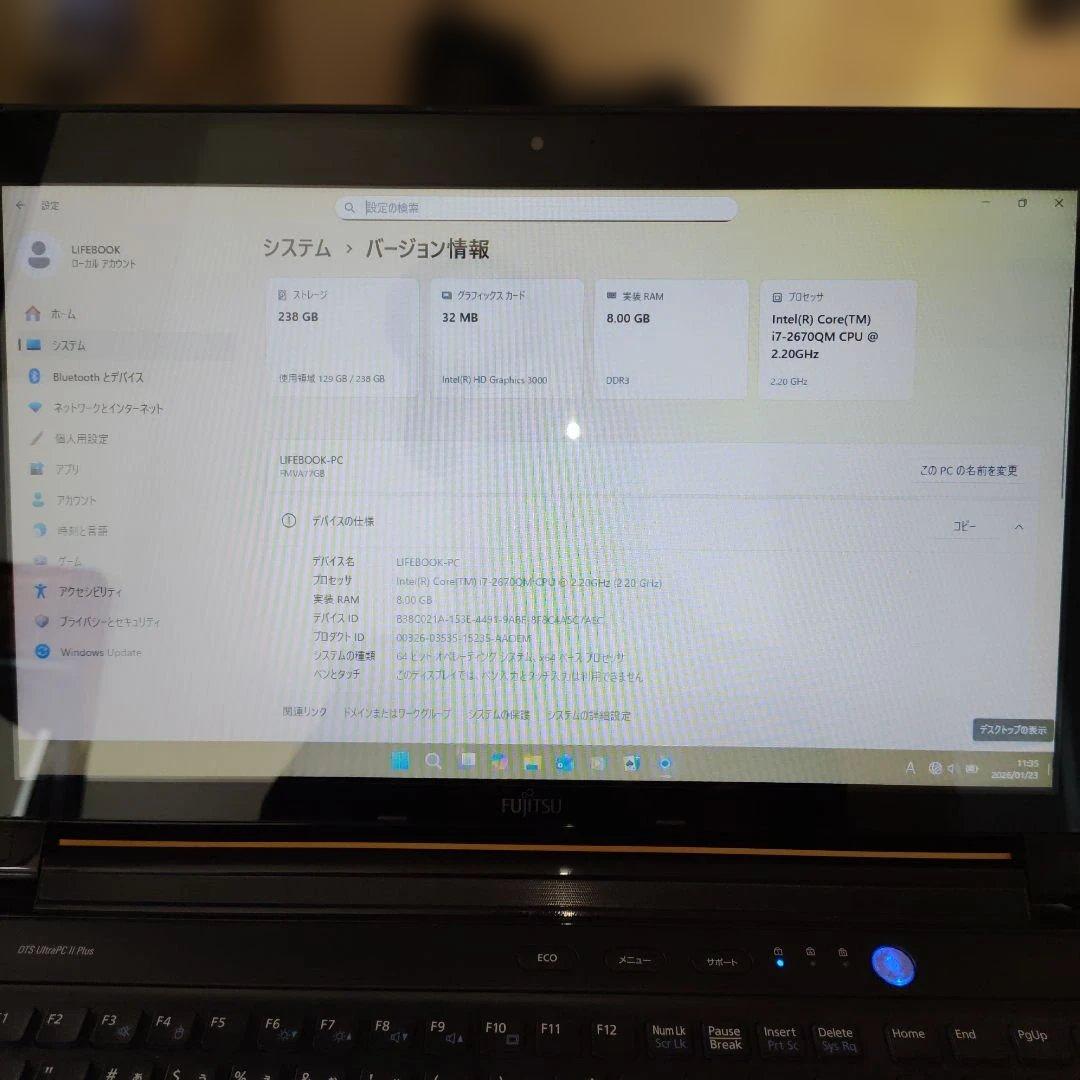 富士通　LIFEBOOK　AH77/G　Core i7　新品SSD　Office
