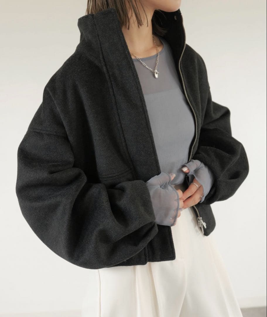 Reurie'(レウリィ) ダブルジップショートウールコート