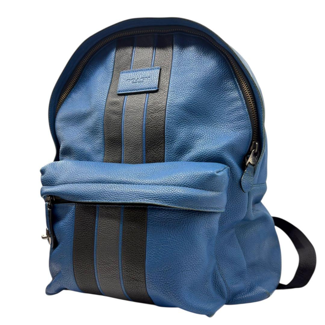 COACH コーチバックパック ヴァーシティー ストライプ青 リュック 大容量