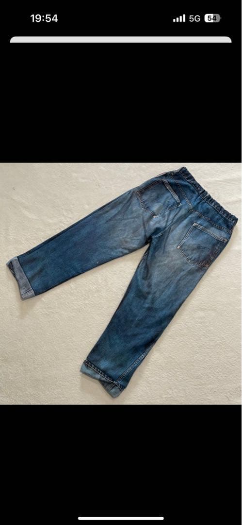 トーキングアバウトジアブストラクションダメージ加工 青 デニムジーンズ