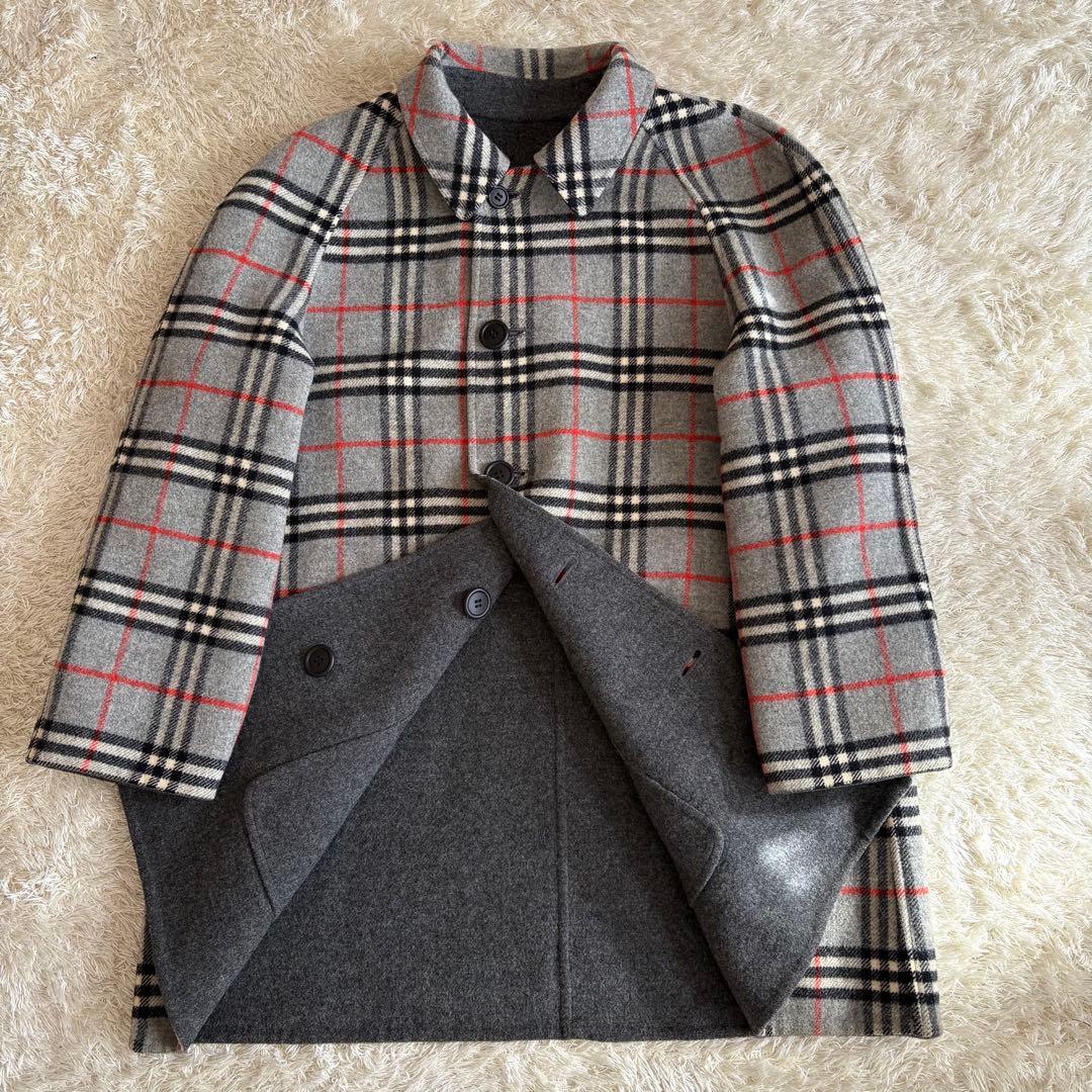❤️人気◆バーバリー ダブルフェイス リバーシブル コート ラムウール グレー