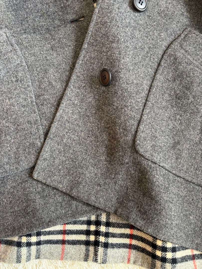 ❤️人気◆バーバリー ダブルフェイス リバーシブル コート ラムウール グレー