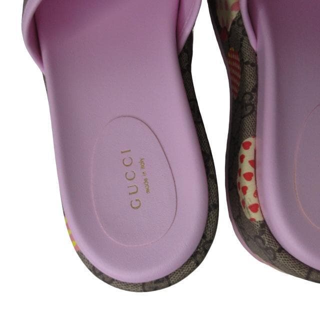 美品 GUCCI グッチ レ ポム プラットフォームサンダル ピンク 38
