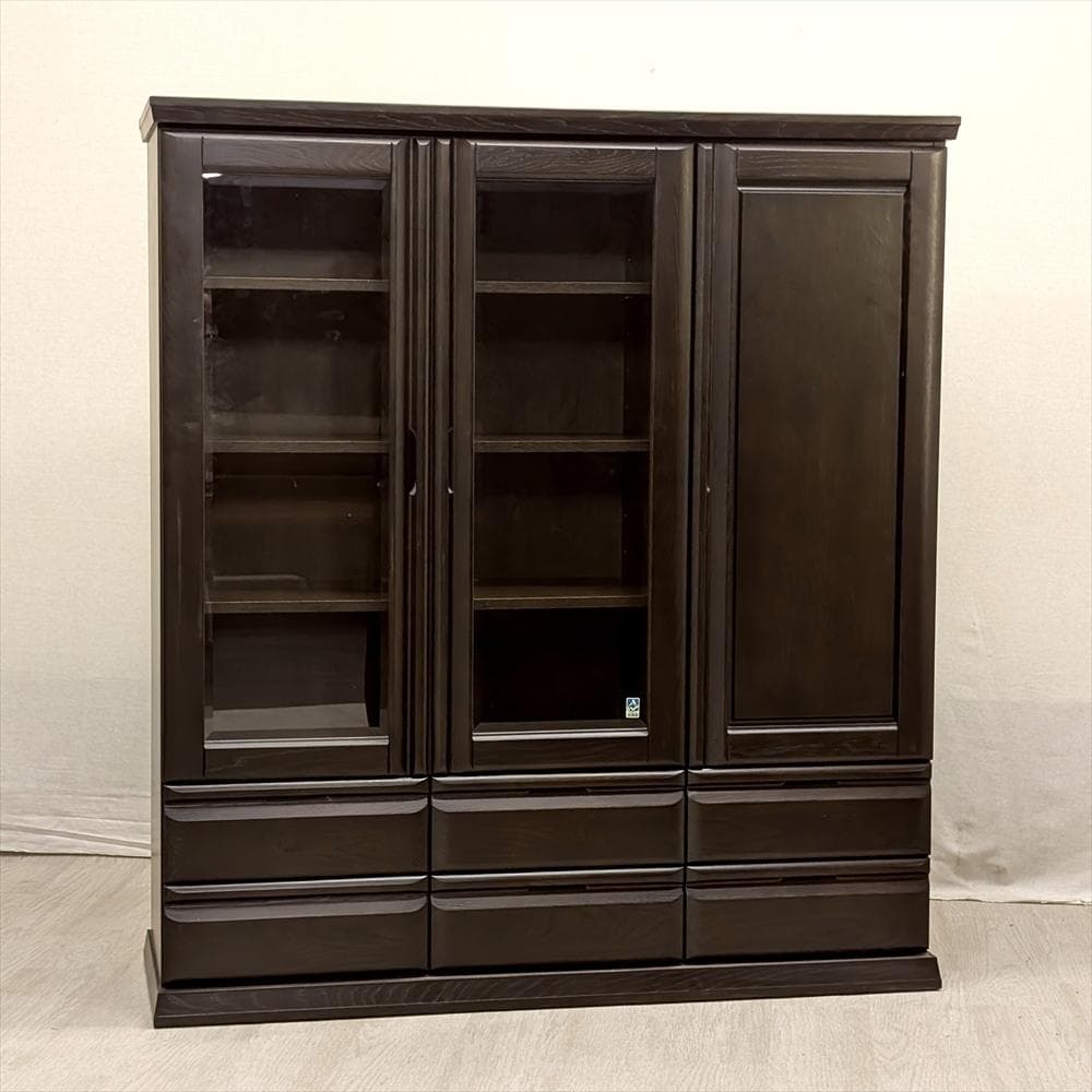 美品　大雪木工　リビングボード　サイドボード　キャビネット　飾り棚　ハイボード