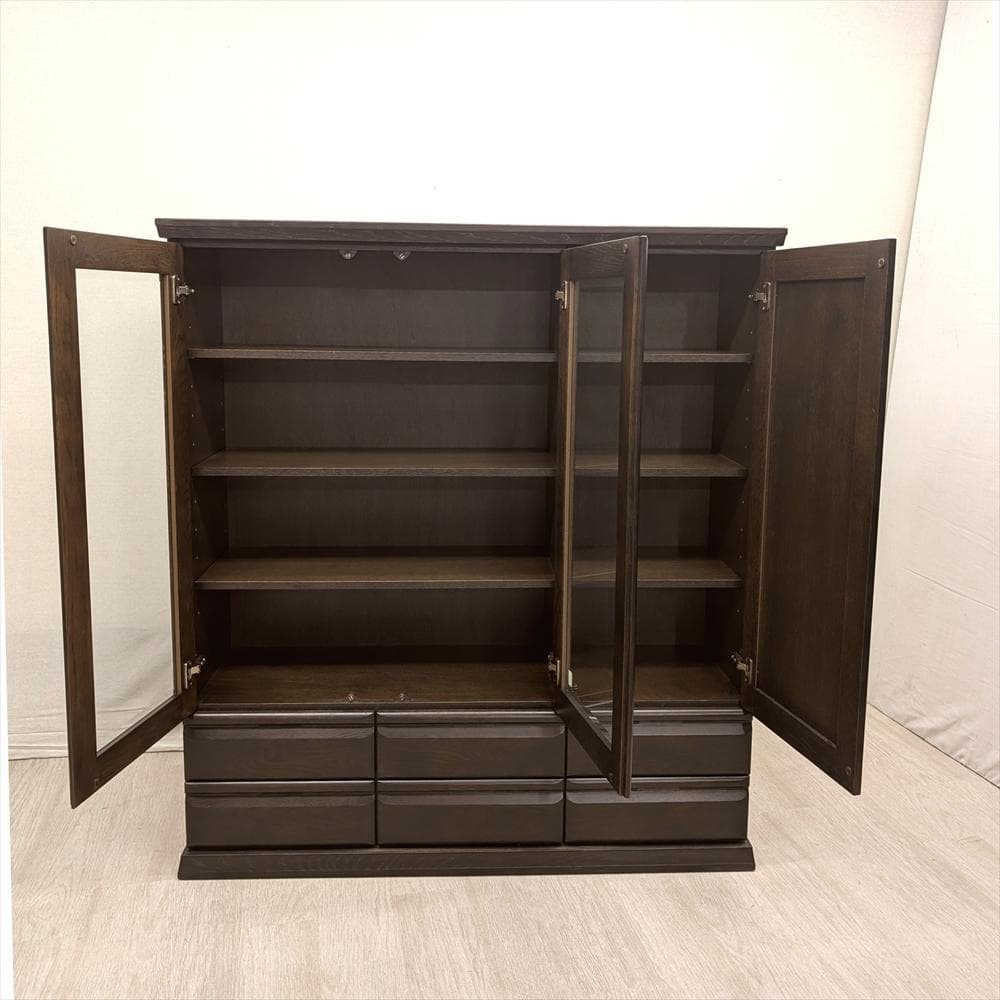 美品　大雪木工　リビングボード　サイドボード　キャビネット　飾り棚　ハイボード