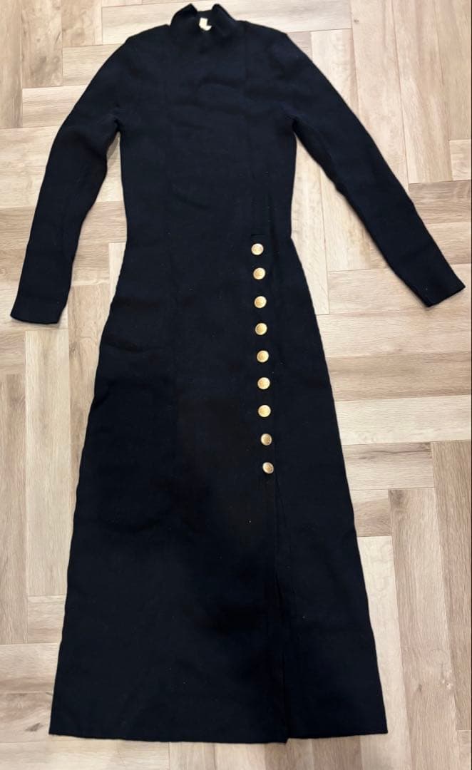 SÉZANE (セザンヌ)ブラックタートルネックロングワンピース