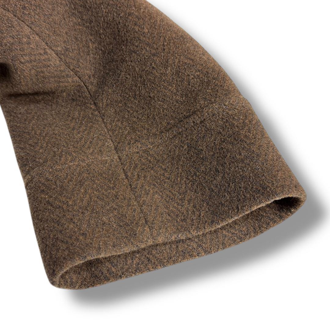 J7269 美品 ジョルジオアルマーニ ヘリンボーン柄ダブルコート ブラウン48