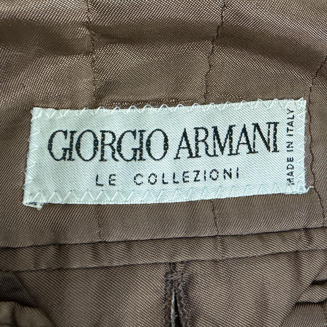 J7269 美品 ジョルジオアルマーニ ヘリンボーン柄ダブルコート ブラウン48