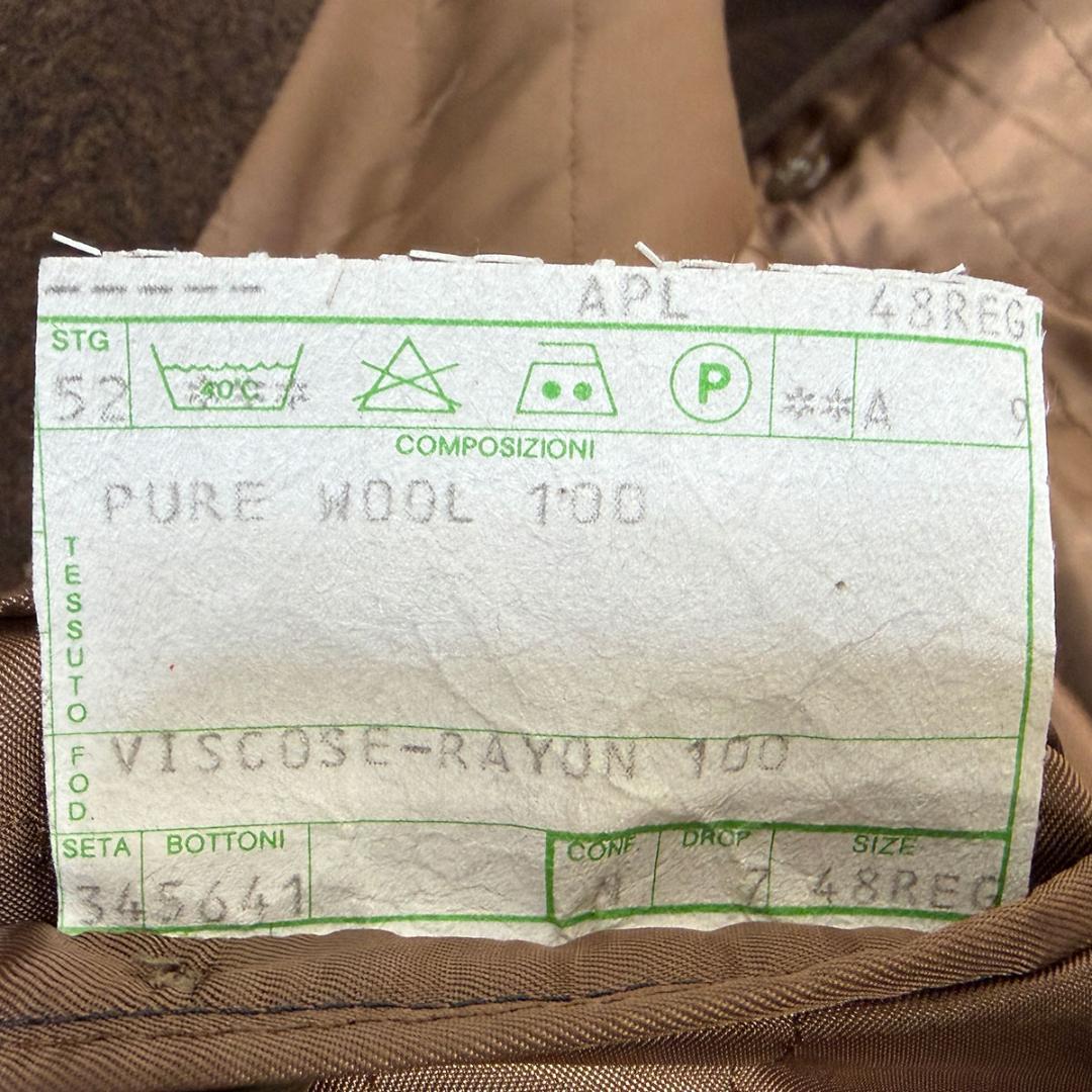 J7269 美品 ジョルジオアルマーニ ヘリンボーン柄ダブルコート ブラウン48