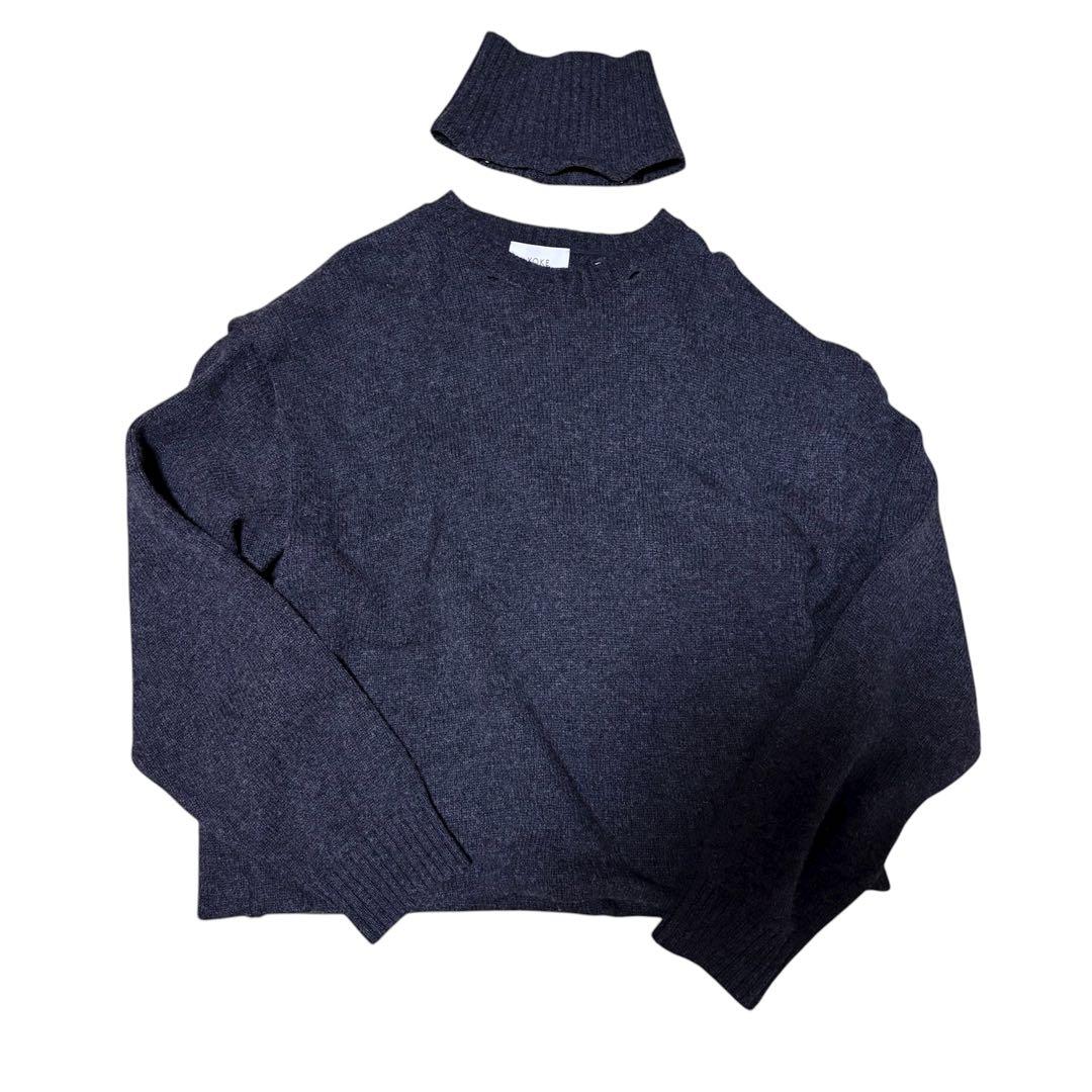 YOKE DETACHABLE FOLD UP SHARE KNIT カシミヤ混