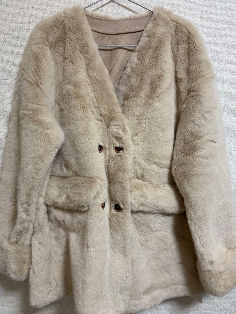 リュミエ lumier バッグ付エコファーノーカラーコート