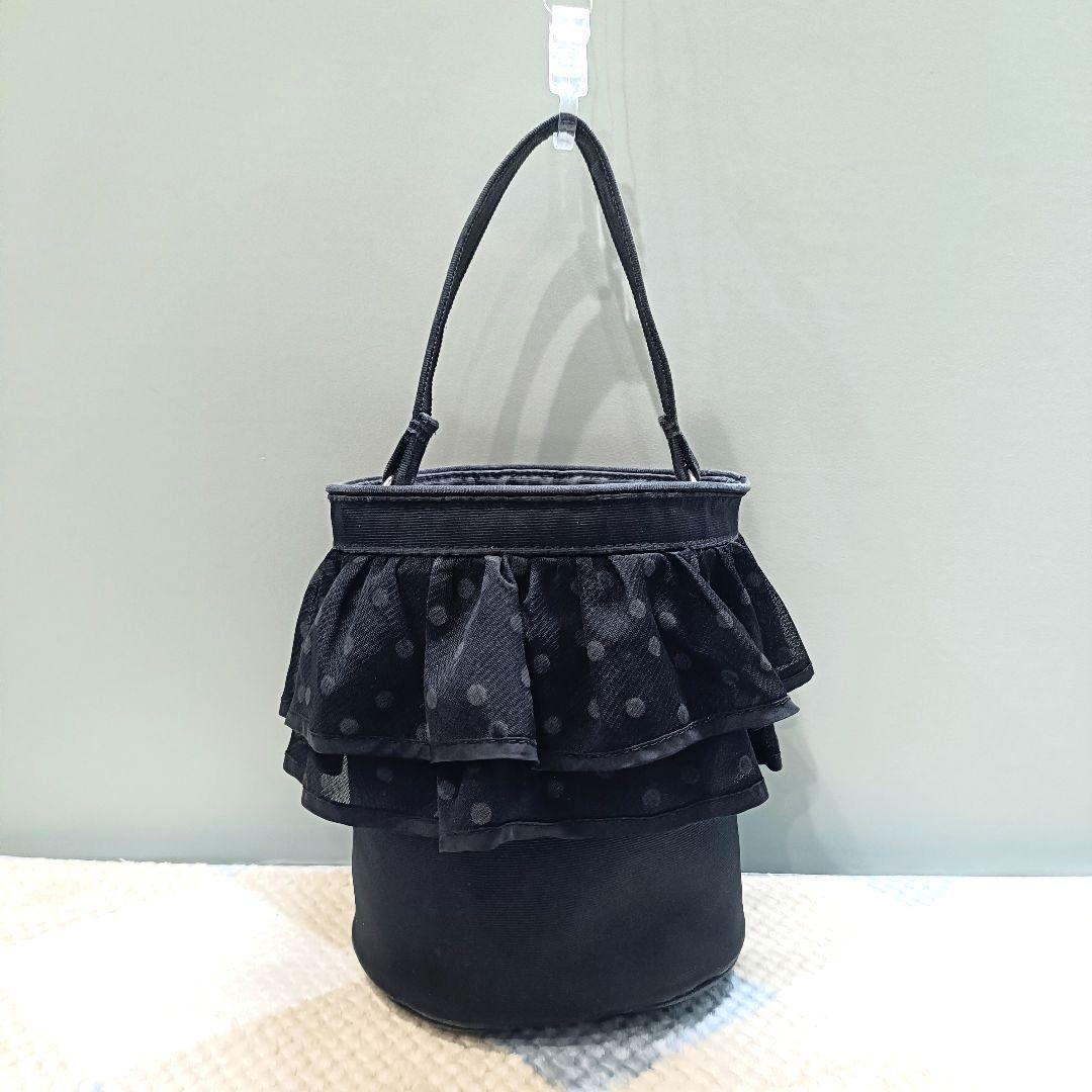セツコサジテール シティ 2way バケツバッグ ブラック ドット フリル