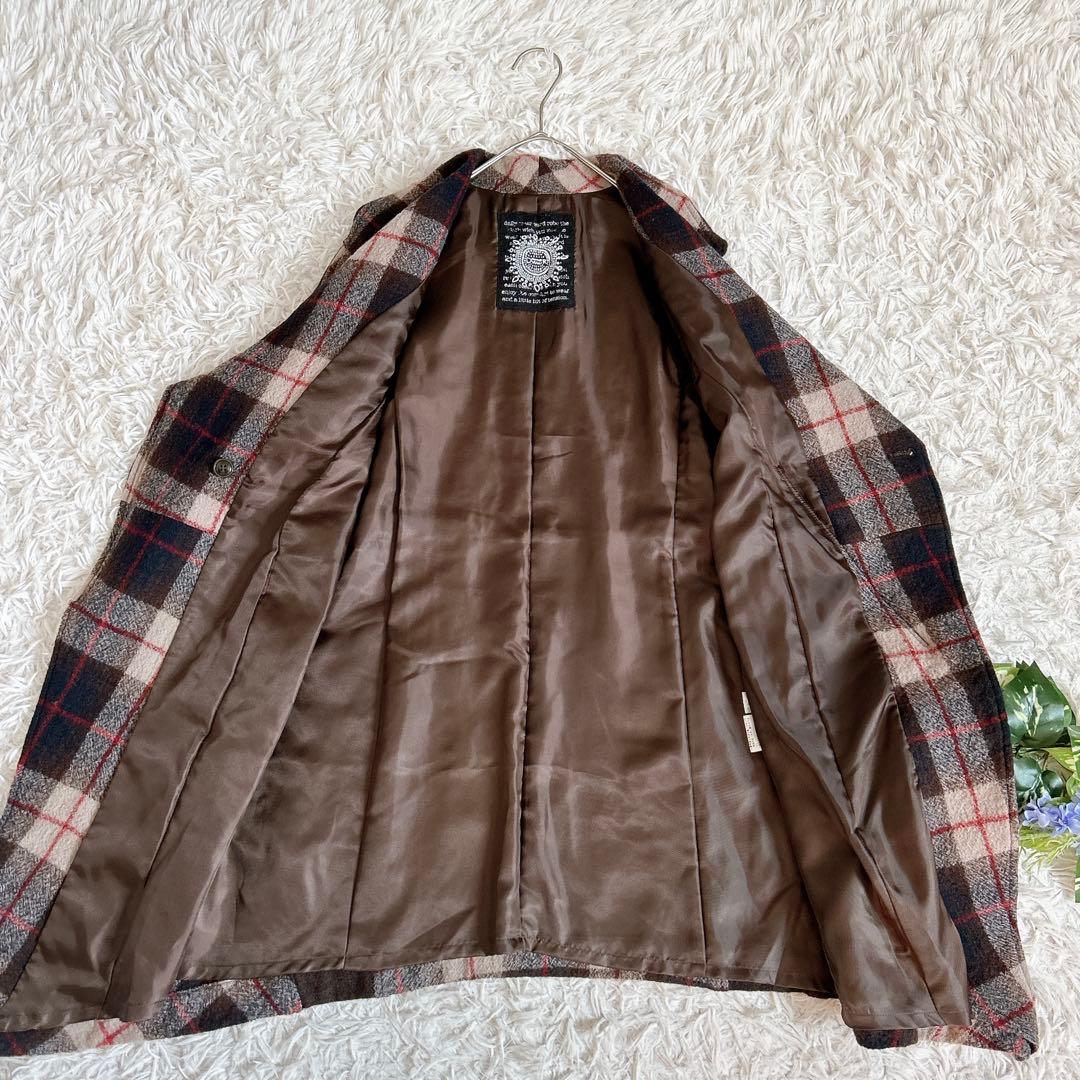 美品⁂センソユニコ⁂ロングチュニックベスト　ビッグカラー　アシメ　チェック切り替