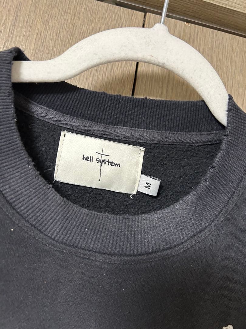 HELL SYSTEM スウェット トレーナー ブラック ダメージ加工 M