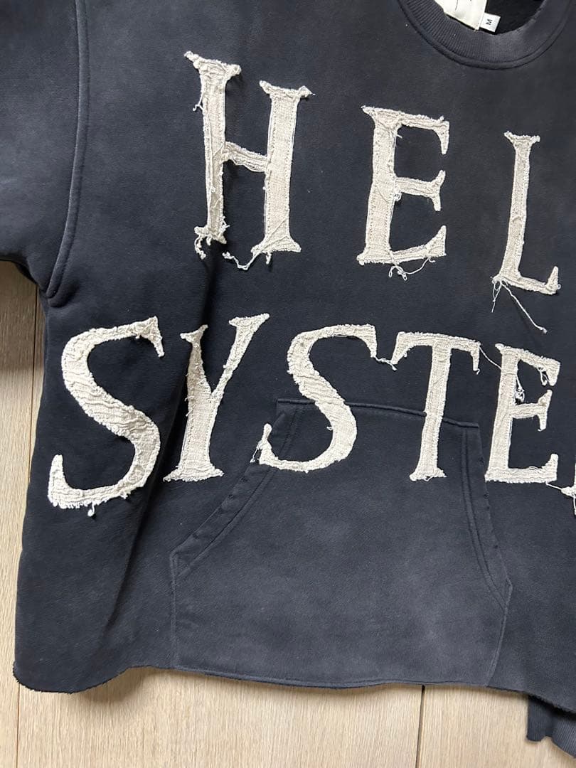 HELL SYSTEM スウェット トレーナー ブラック ダメージ加工 M