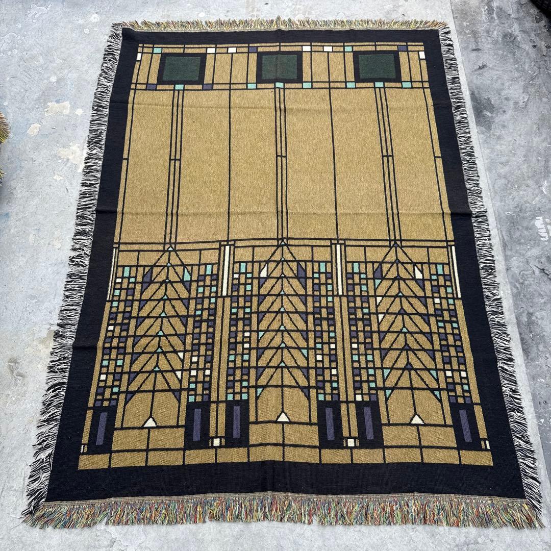 アート柄　マルチカバー　ソファーカバー　ヴィンテージラグ　186x136