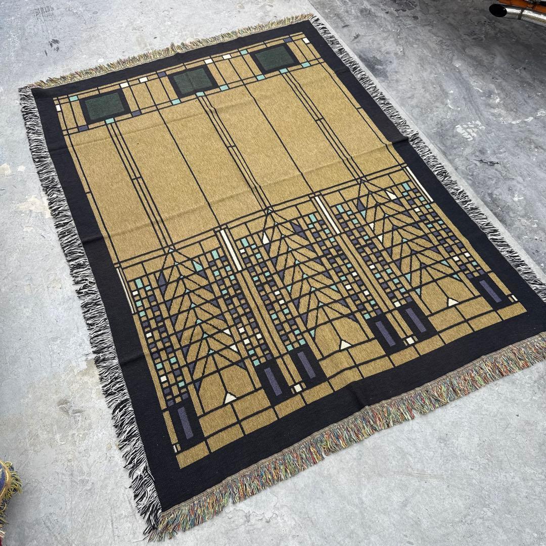 アート柄　マルチカバー　ソファーカバー　ヴィンテージラグ　186x136