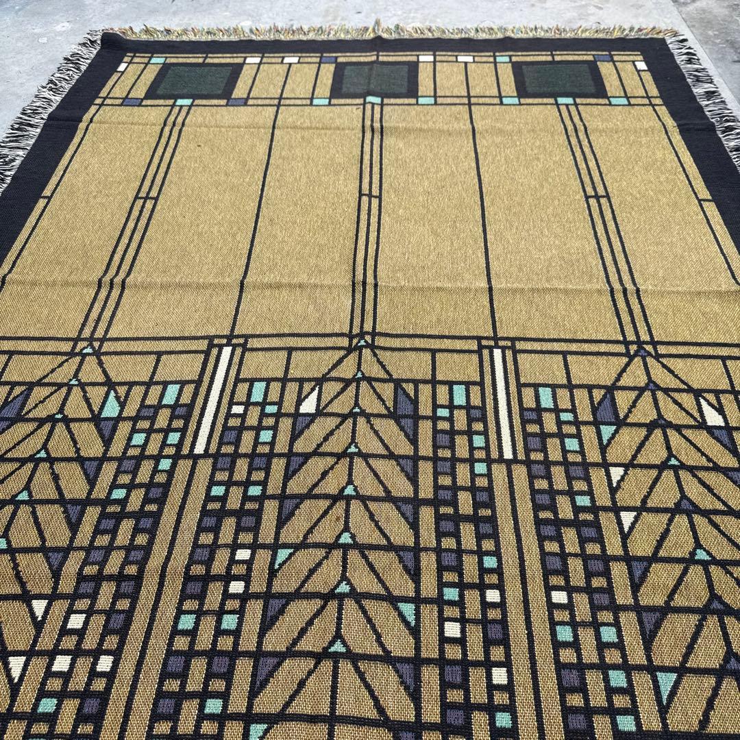 アート柄　マルチカバー　ソファーカバー　ヴィンテージラグ　186x136