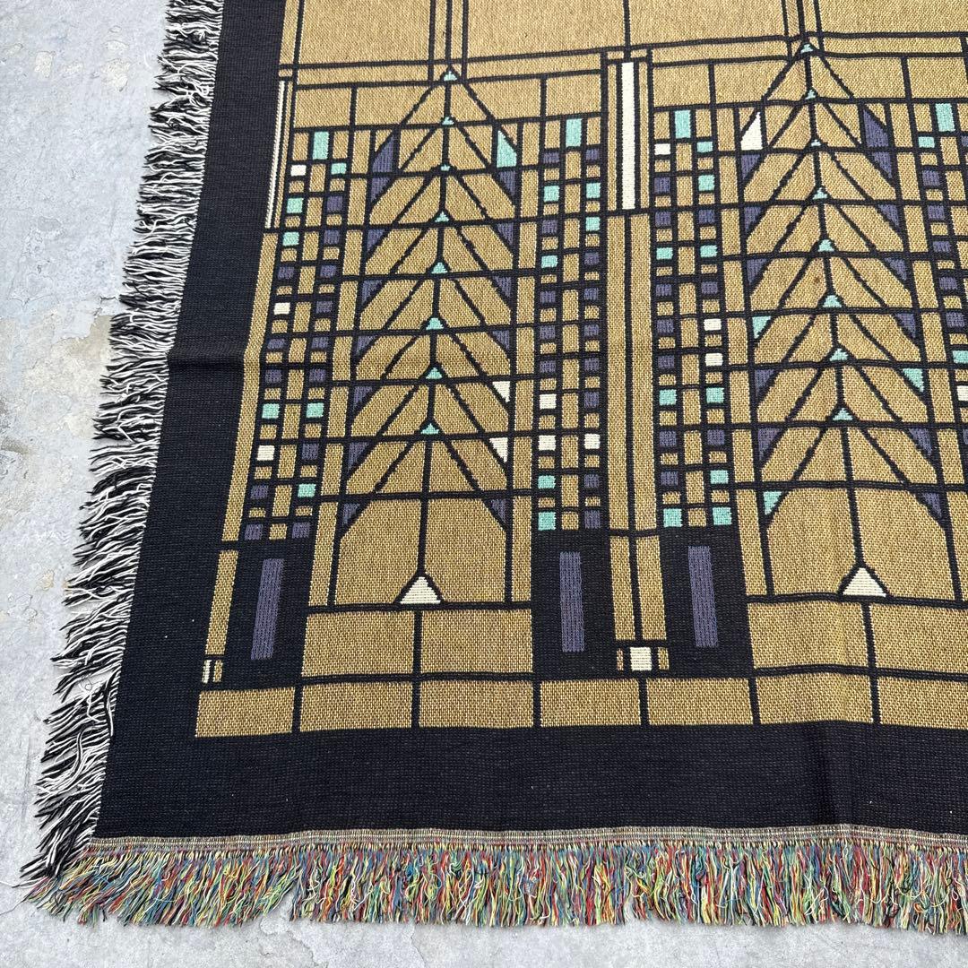 アート柄　マルチカバー　ソファーカバー　ヴィンテージラグ　186x136