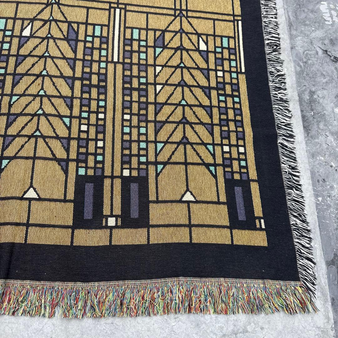 アート柄　マルチカバー　ソファーカバー　ヴィンテージラグ　186x136