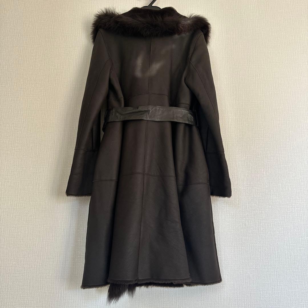 羊皮ロングコート　毛皮ブルーフォックス